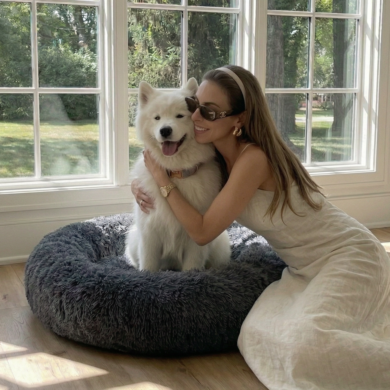 Fluffy Plush Donut Nest Pet Bed - Plush | PAWD