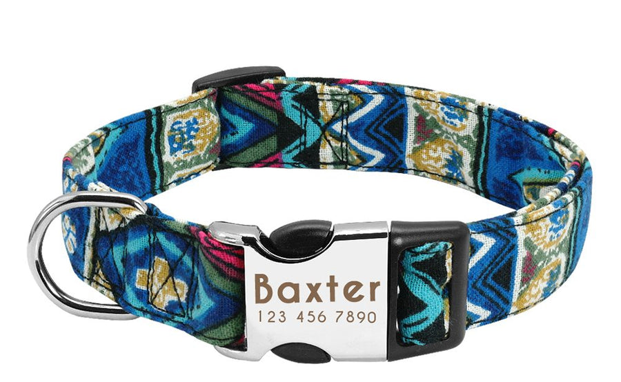 Personalized Pattern Print Nylon Dog Collar