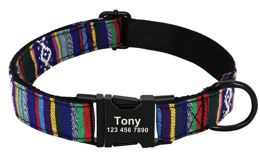 Personalized Pattern Print Nylon Dog Collar