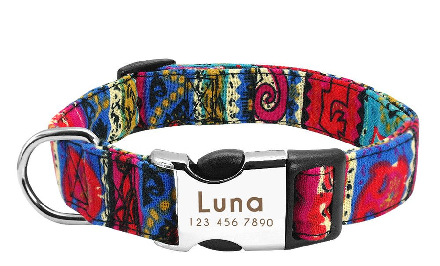 Personalized Pattern Print Nylon Dog Collar