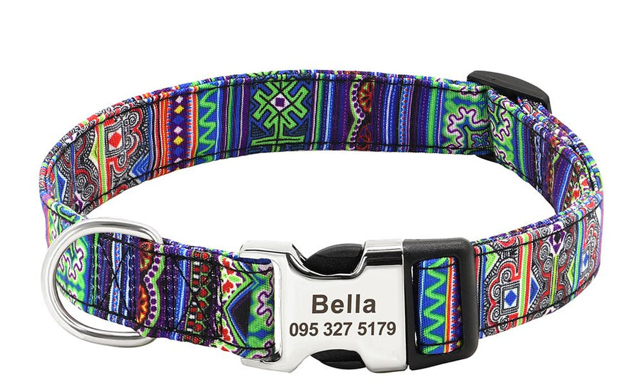 Personalized Pattern Print Nylon Dog Collar