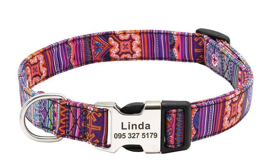 Personalized Pattern Print Nylon Dog Collar