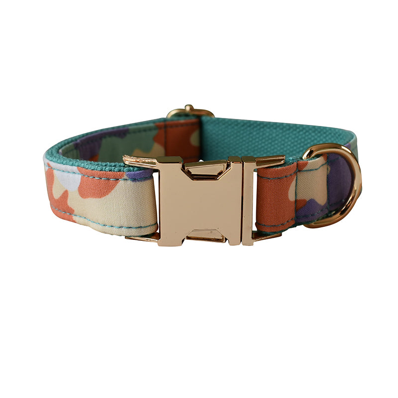 Rainbow Camouflage Collar with Detachable Bow Tie and Personalized Leash Set