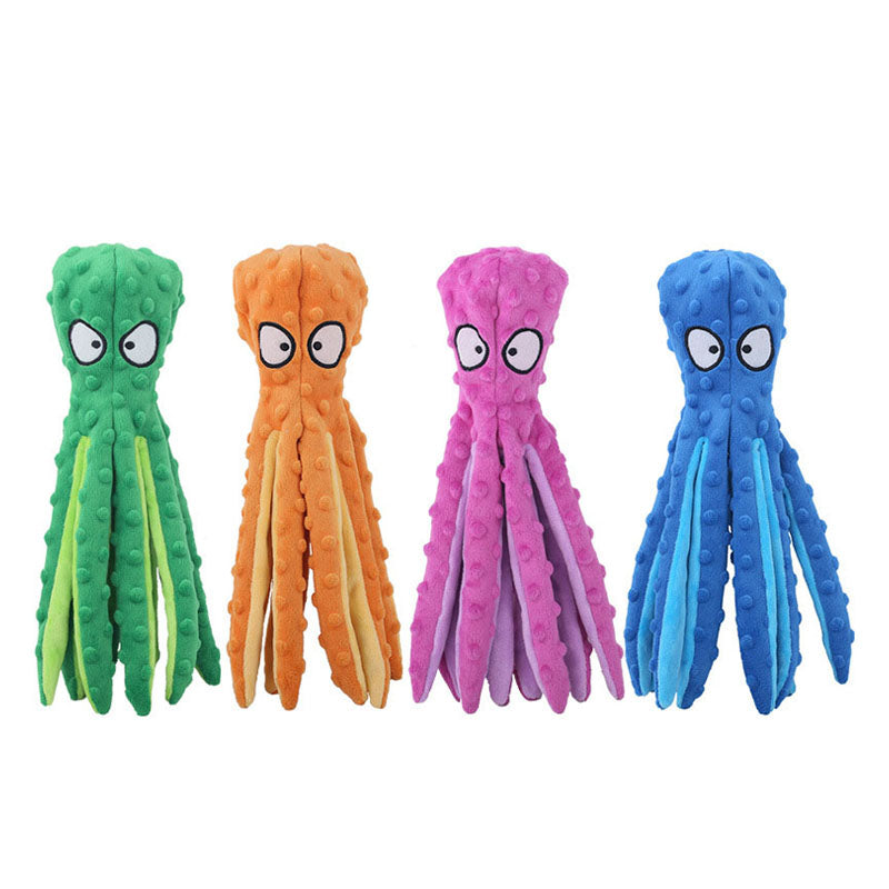 Squeaky Cotton Plush Octopus Shell Puzzle Bite-Resistant Chew Toy