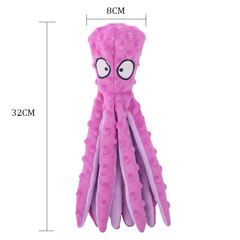 Squeaky Cotton Plush Octopus Shell Puzzle Bite-Resistant Chew Toy