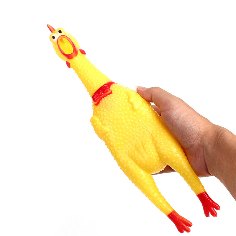 Squeaky Screaming Yellow Chicken Chew Toy