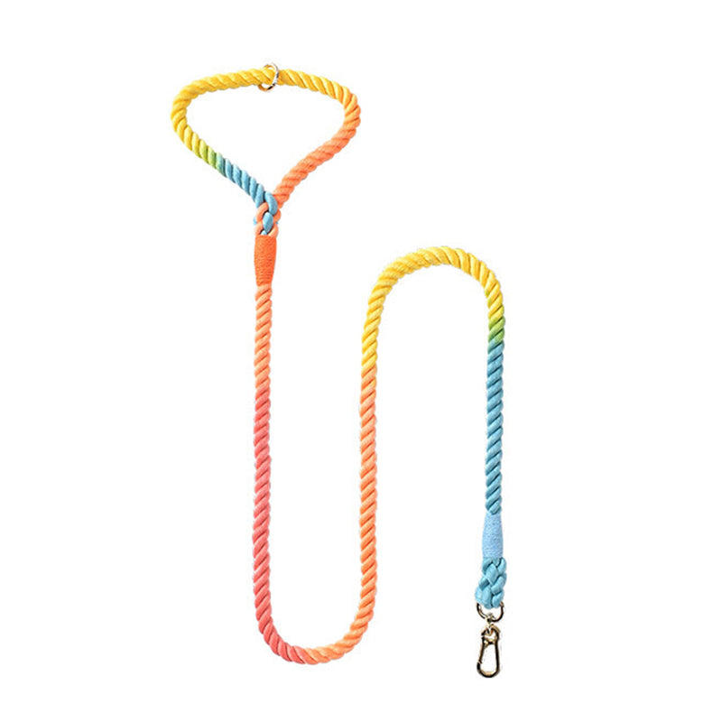 Vibrant Rainbow Cotton Rope Pet Leash