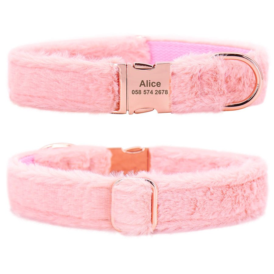 Pastel Fur Nylon Leather Warm Dog Collar