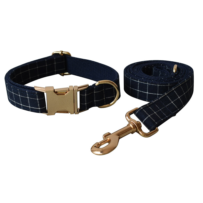 Plaid Collar with Personalized Leash Set