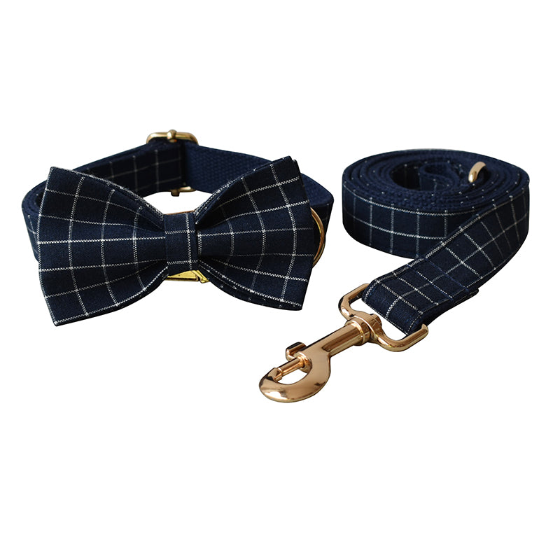 Plaid Collar with Personalized Leash Set