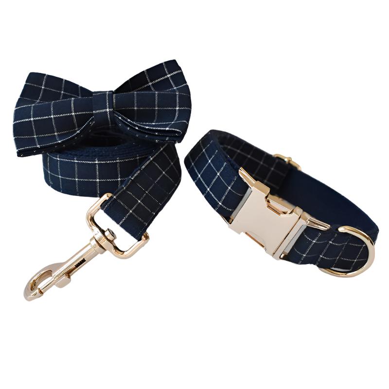 Plaid Collar with Personalized Leash Set