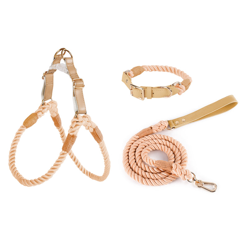 BowWow Handmade Bright Cotton Rope Collar & Leash Set