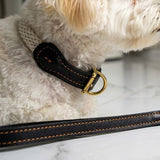 Deluxe Genuine Leather & Hemp Rope Dog Collar
