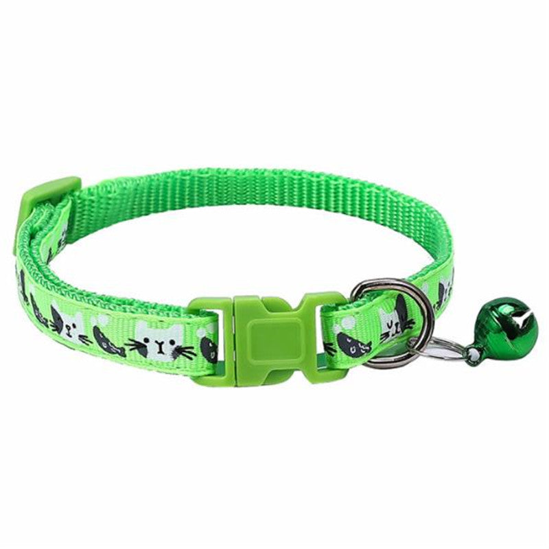 Colorful Cats Pattern Adjustable Collar with Bell