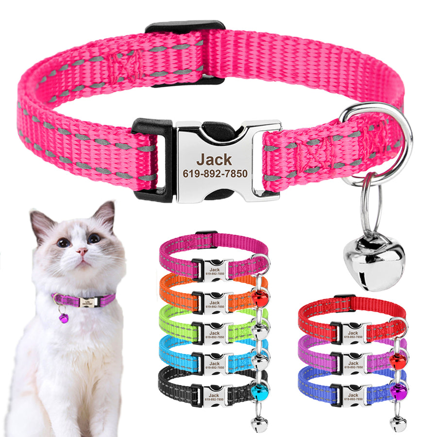 Premium Nylon Reflective Personalized Collar with Bell