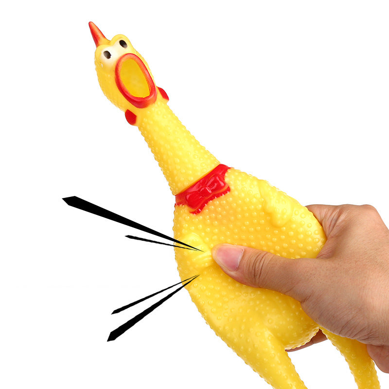 Squeaky Screaming Yellow Chicken Chew Toy