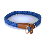 Slate Knotted Cord Collar, Tan Trim - Blue
