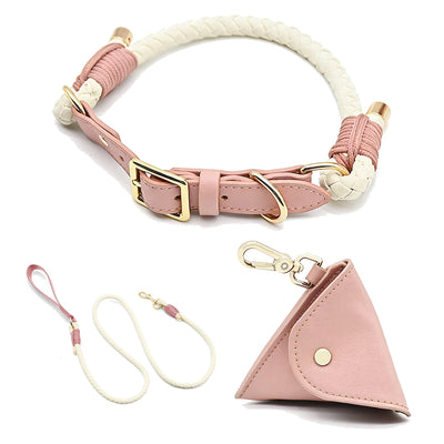 Cream Braided Rope Dog Walk Set
