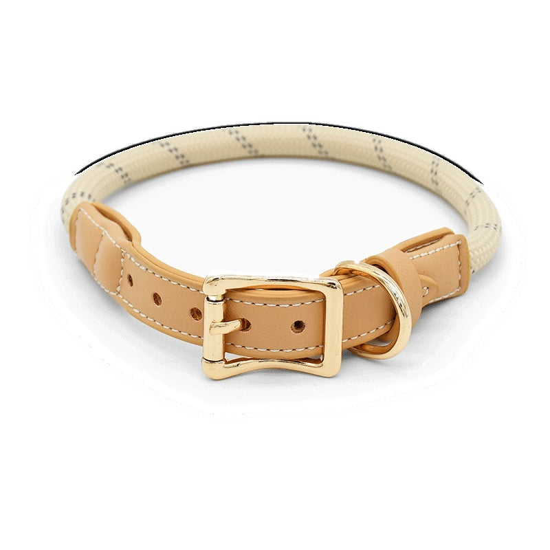 Sand Fleck Rope Collar with Tan Trim - Apricot
