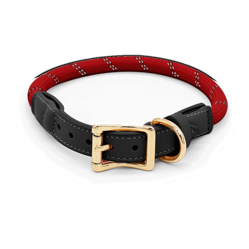 Sand Fleck Rope Collar with Tan Trim