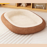 Saddle Oval Bolster Dog Bed with Fleecy Rim - Coffee Extra thick Warm-lined