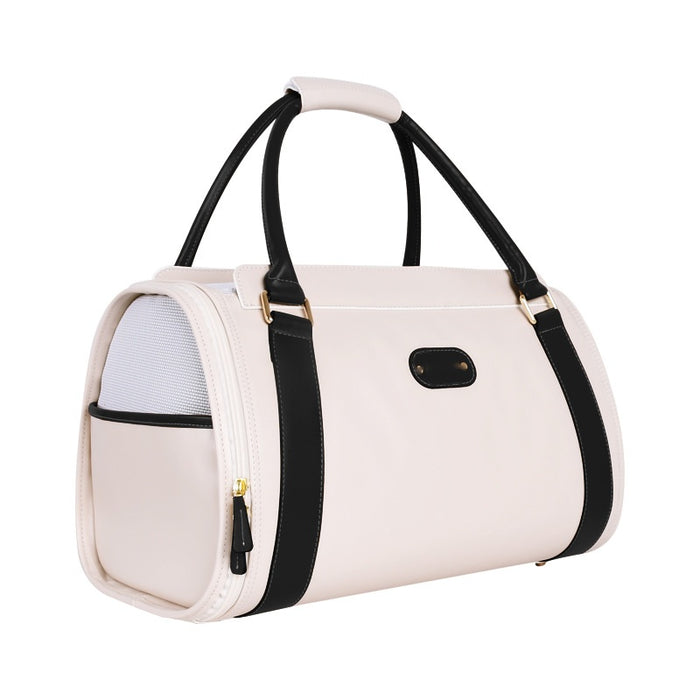 Duffel Travel Pet Carrier with Mesh Window, Vegan Leather