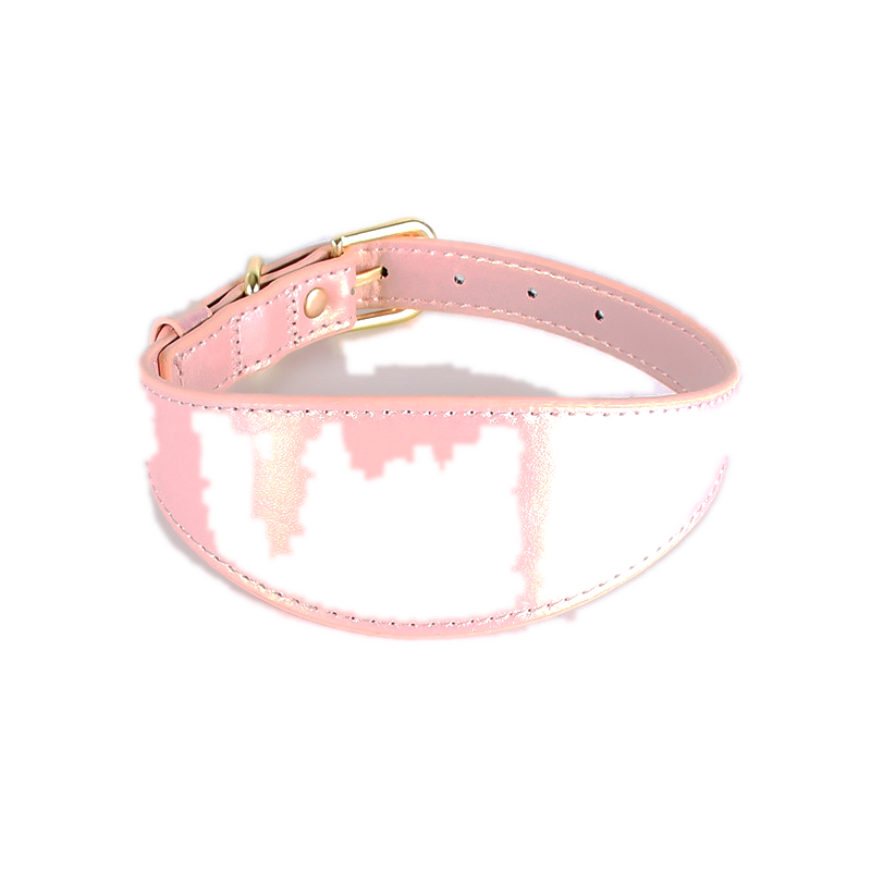 Iridescent Wide Collar & Lead Set, Vegan Leather - Soft Pink