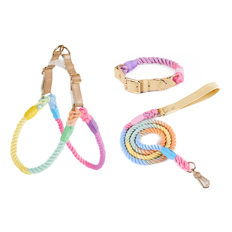 BowWow Handmade Bright Cotton Rope Collar & Leash Set