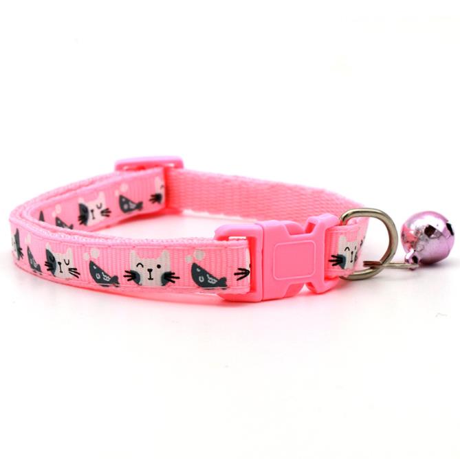 Colorful Cats Pattern Adjustable Collar with Bell