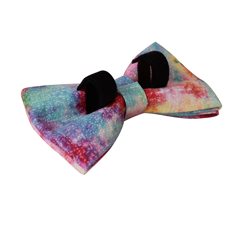 Rainbow Gradient Cotton Collar with Detachable Bow Tie Personalized Leash Set