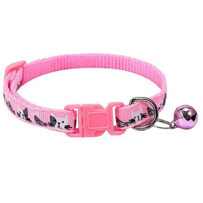 Colorful Cats Pattern Adjustable Collar with Bell