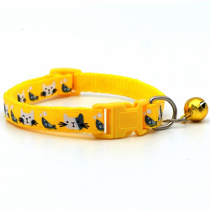 Colorful Cats Pattern Adjustable Collar with Bell