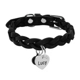 Braided Suede Leather Dog Collar (Personalised) - detail close-up