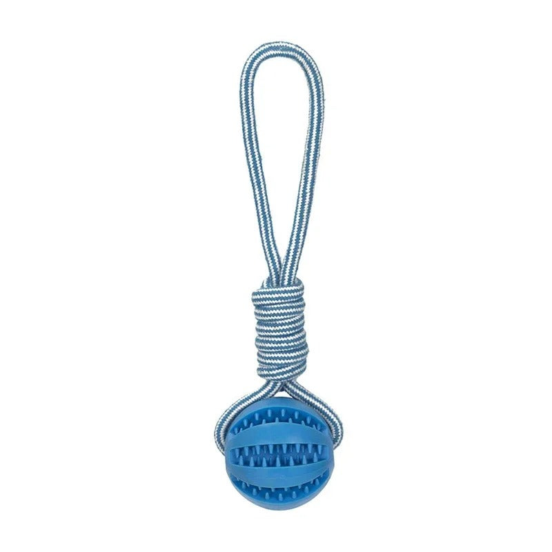 Soft Rubber Interactive Pull-Cord Ball Toy - Rubber | PAWD