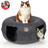 Felt Tunnel Cave Pet Bed with Removable Donut Nest | PAWD