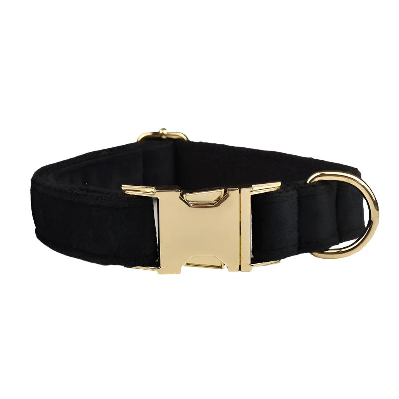 Black Collar with Bow Tie & Lead Set (Personalised) - top view