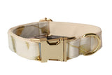 Gold Velvet Dog Collar with Detachable Bow Tie - front view