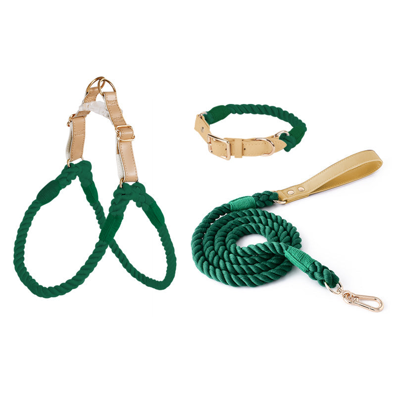 Cotton Collar with Bow Tie & Lead Set - Cotton | PAWD
