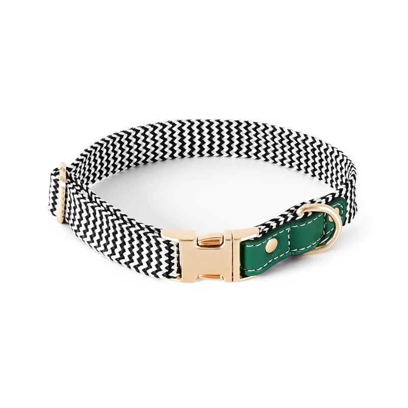 Heritage Aztec Pattern Nylon Dog Collar - in use