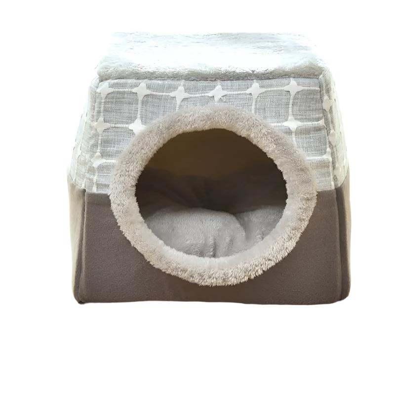 Cosy Foldable House-Style Pet Bed - in use