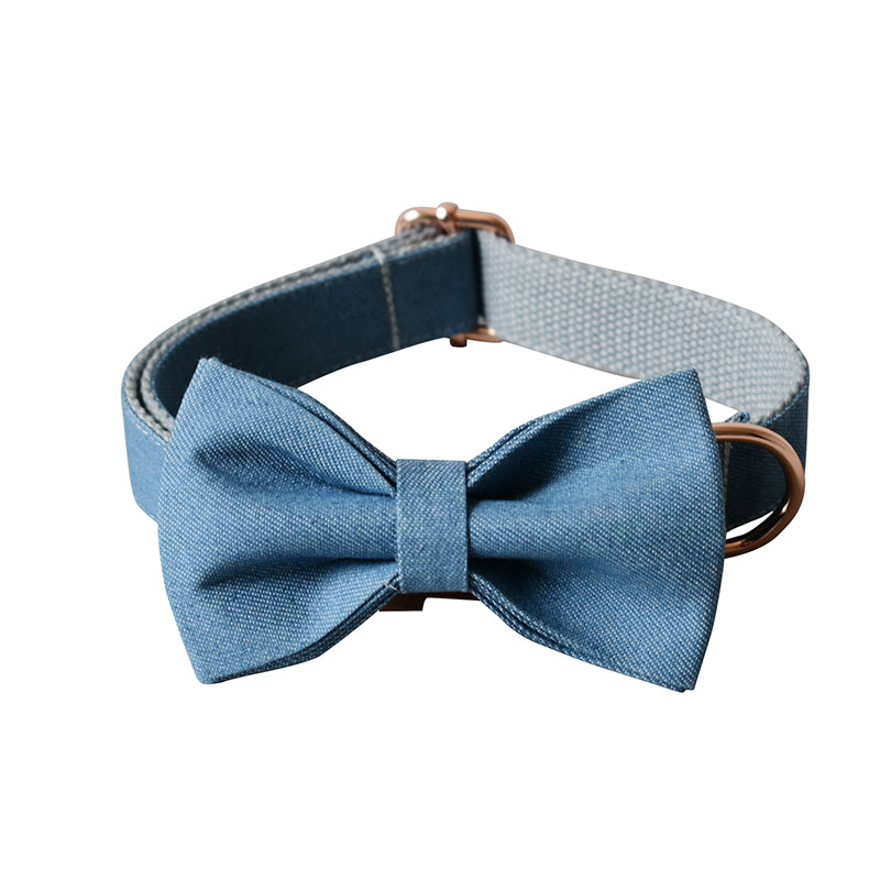Indigo Denim Collar - Bow Detail - 2