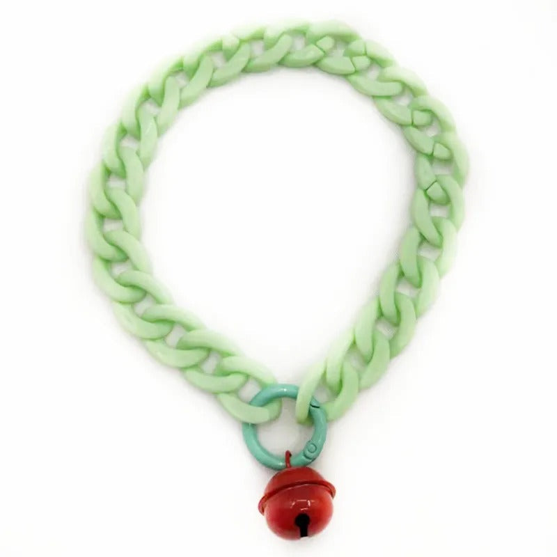 Neon Macaron Bell Dog Collar - top view