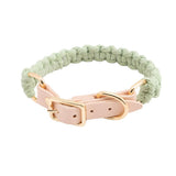 Pastel Braided Rope Handknit Dog Collar - detail close-up