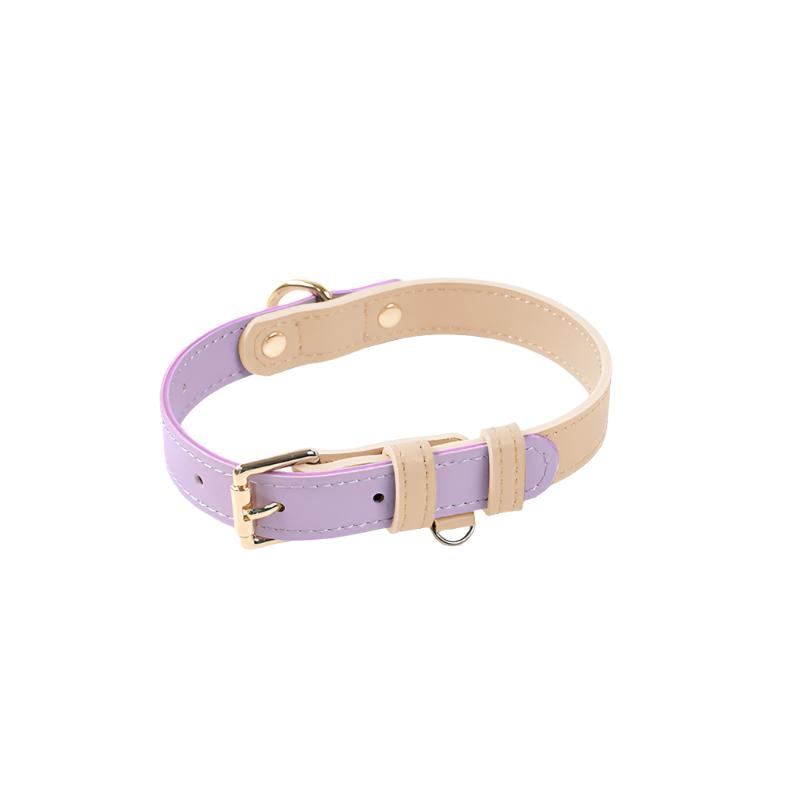 Deluxe Pastel Genuine Leather Dog Collar - size comparison