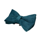 Peacock Blue Velvet Dog Collar with Detachable Bow Tie - detail close-up