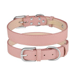 Pastel Plain PU Leather Dog Collar - in use