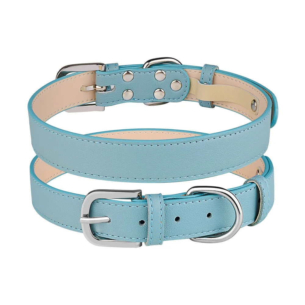Pastel Plain PU Leather Dog Collar - Pastel Leather | PAWD