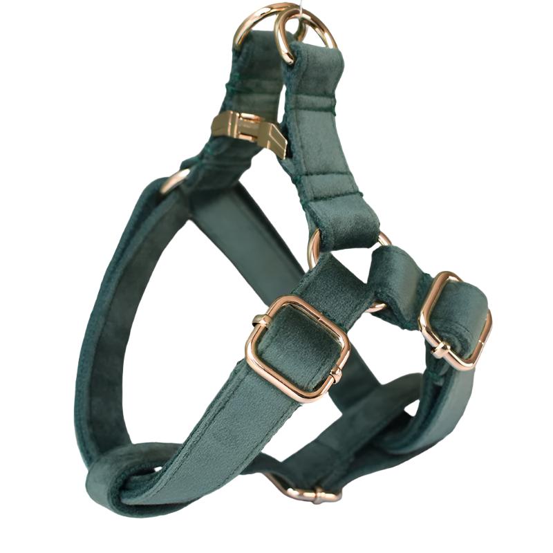 Emerald Green Flannelette Dog Harness (Personalised) - front view