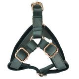 Emerald Green Flannelette Dog Harness (Personalised) - side angle