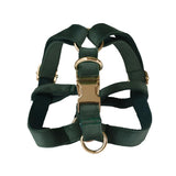 Emerald Green Flannelette Dog Harness (Personalised) - detail close-up